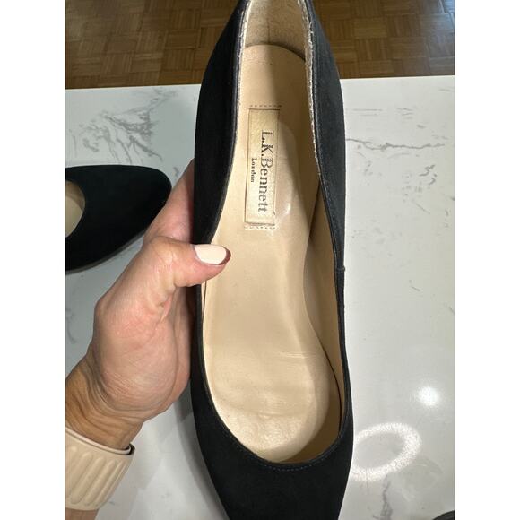 LK Bennett Black Suede Classic Block Heel Pumps, Size 40 EU (US 9.5), Like New - Picture 5 of 8
